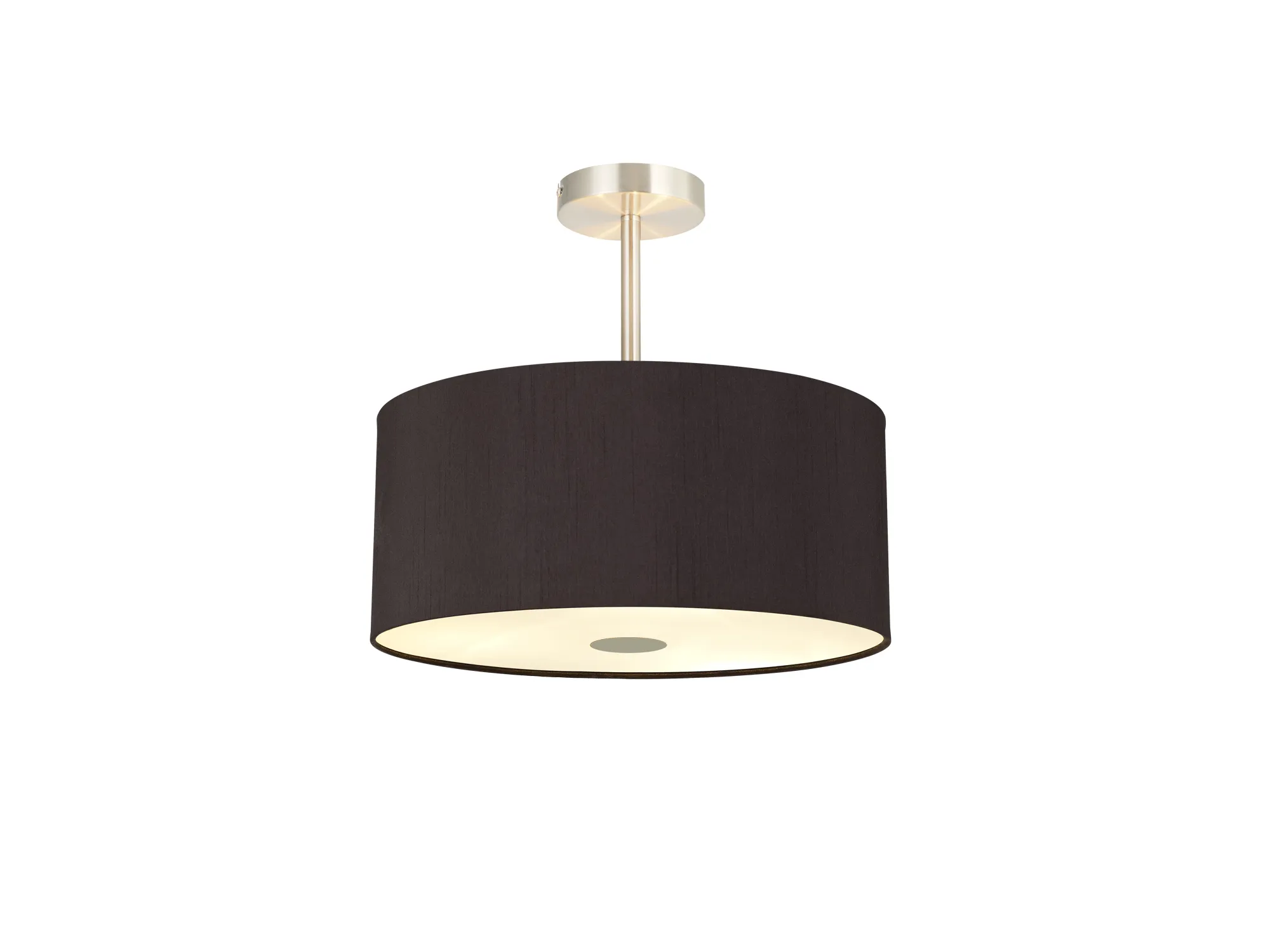 DK0527  Baymont 40cm Semi Flush Flush 5 Light Satin Nickel, Midnight Black/Green Olive, Frosted Diffuser